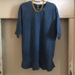 MCQ Denim peplum dress